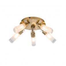 Saturn 5 Light Bathroom Ceiling Light Satin Brass