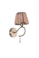 Senza 1 Light Antique Brass Wall Light with Amber Crystal Shade