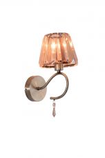 Senza 1 Light Antique Brass Wall Light with Amber Crystal Shade Light On
