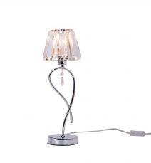 Senza 1 Light Polished Chrome Table Lamp with Crystal Shade Light On