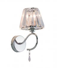 Senza 1 Light Polished Chrome Wall Light with Crystal Shadem Lights On