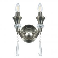 Sophia 2 Light Crystal Wall Light Satin Chrome