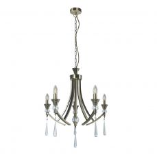 Sophia 5 Light Crystal Ceiling Light Antique Brass with Shade