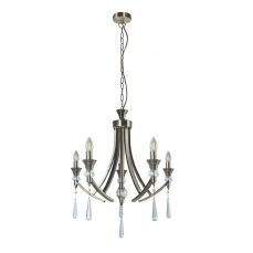 Sophia 5 Light Crystal Ceiling Light Antique Brass