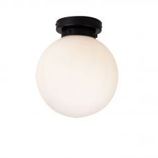 Vanity 1 Light Flush Matt Black with Opal Ball