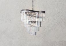 Waverly 12  Light Crystal Pendant Brushed Black Chrome