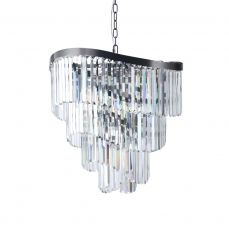 Waverly 12  Light Crystal Pendant Brushed Black Chrome