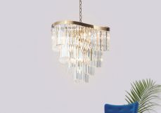 Waverly 12  Light Crystal Pendant Satin Brass