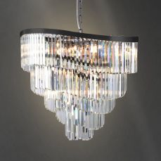 Waverly 16 Light Crystal Pendant Brushed Black Chrome