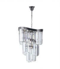 Waverly 6 Light Crystal Pendant Brushed Black Chrome