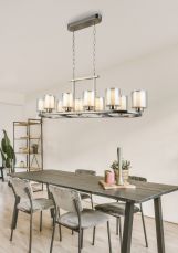 Yara 10 Light Satin Chrome Long Pendant