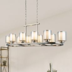 Yara 10 Light Satin Chrome Long Pendant