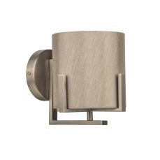 Hadden 1 Light Satin Chrome Wall Light Taupe Shade Silver Inner