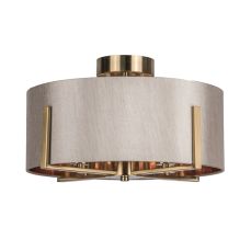 Hadden 4 Light Satin Brass with Taupe Shade Gold Inner