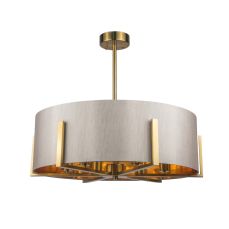 Hadden 6 Light Satin Brass with Taupe Shade Gold Inner