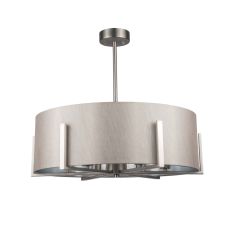 Hadden 6 Light Satin Chrome with Taupe Shade Silver Inner