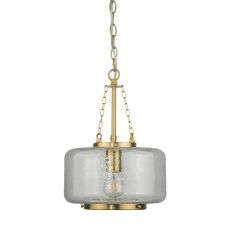 Kimi 1 Light Cylinder Brass Hammered Glass