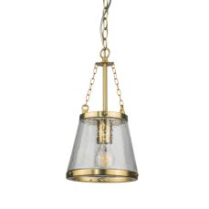 Kimi 1 Light Tapered Brass Hammered Glass